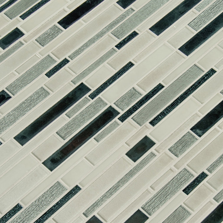 Green Interlocking Glass Mosaic Wall Tile Sheets