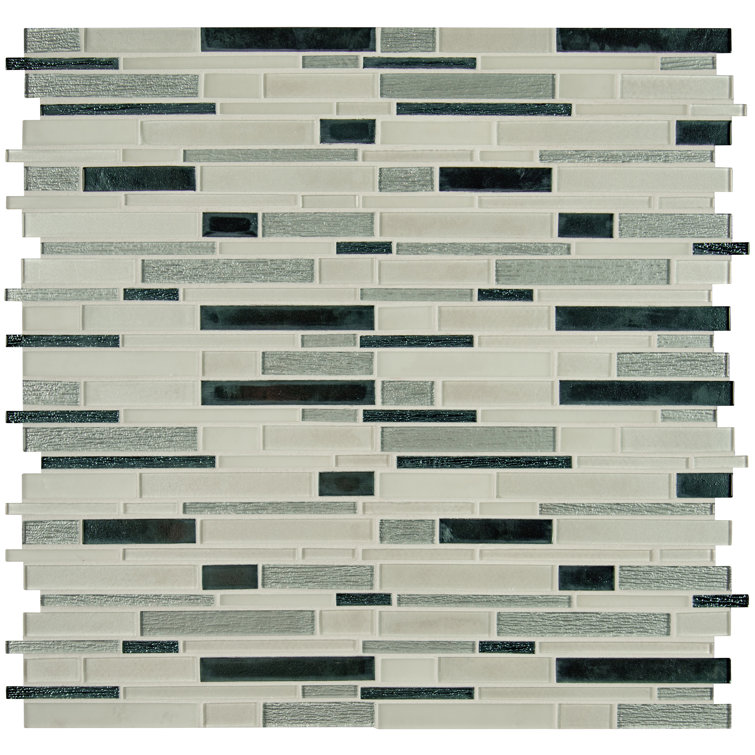 Green Interlocking Glass Mosaic Wall Tile Sheets