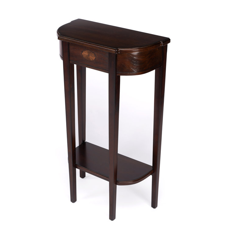 Cherry Wood Demilune Console Table with Storage