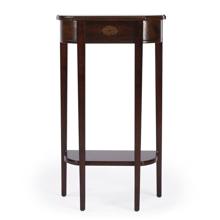 Cherry Wood Demilune Console Table with Storage