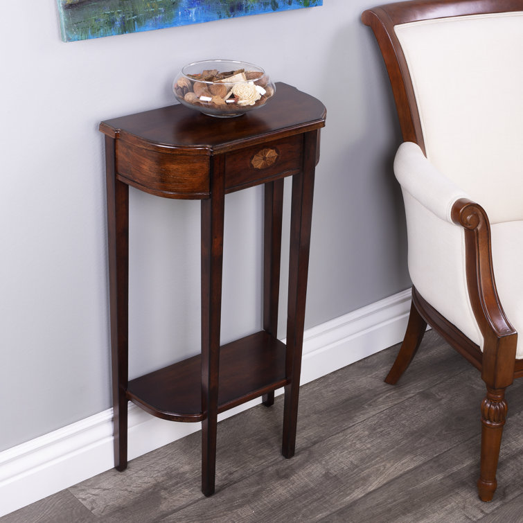 Cherry Wood Demilune Console Table with Storage