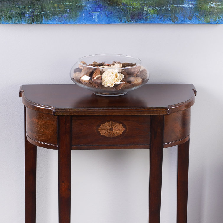Cherry Wood Demilune Console Table with Storage