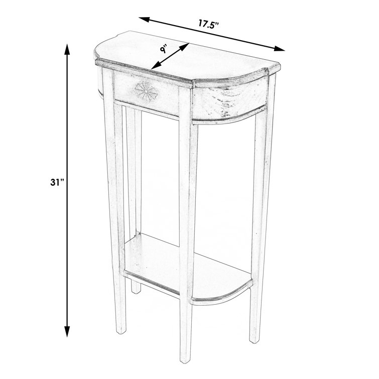 Cherry Wood Demilune Console Table with Storage