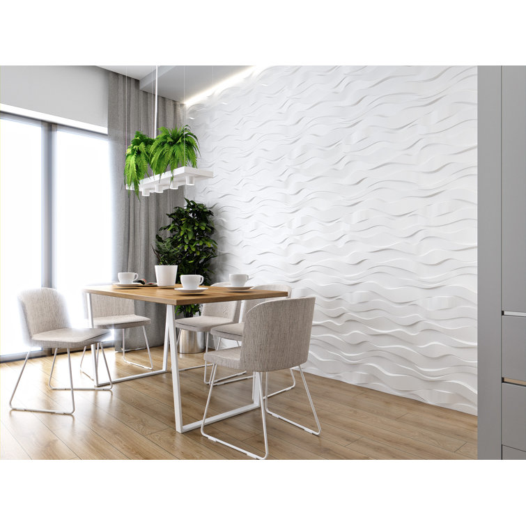 White 3D Textured Geometric Decorative Wall Panels