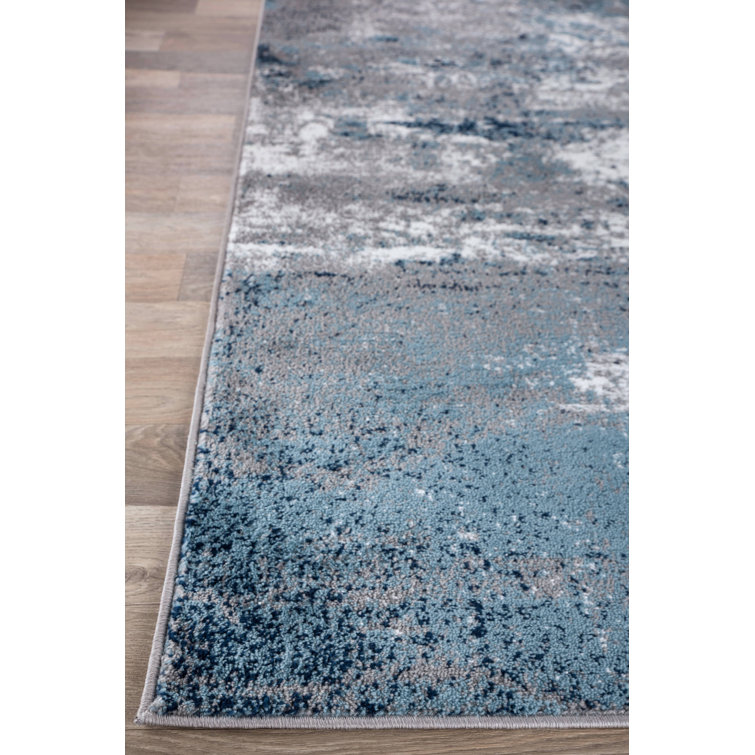 Willington Blue and Gray Abstract Rectangular Rug 5' x 7'