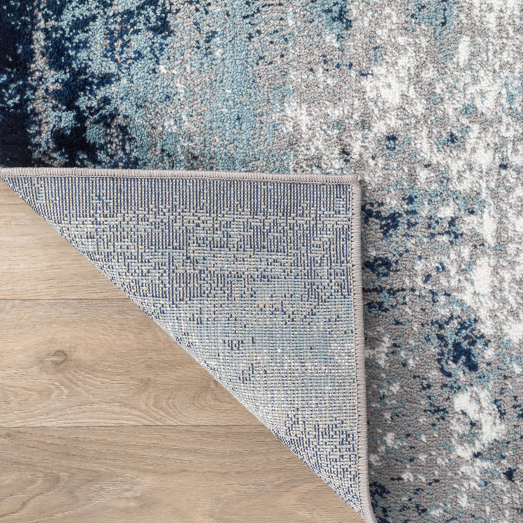 Willington Blue and Gray Abstract Rectangular Rug 5' x 7'