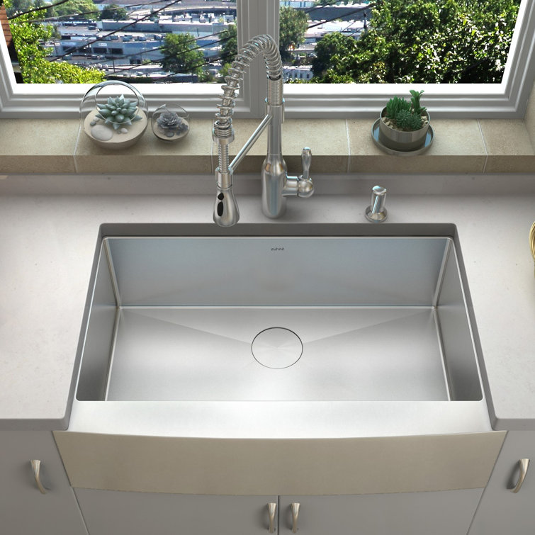 33-Inch Brushed Stainless Steel Farmhouse Apron-Front Kitchen Sink