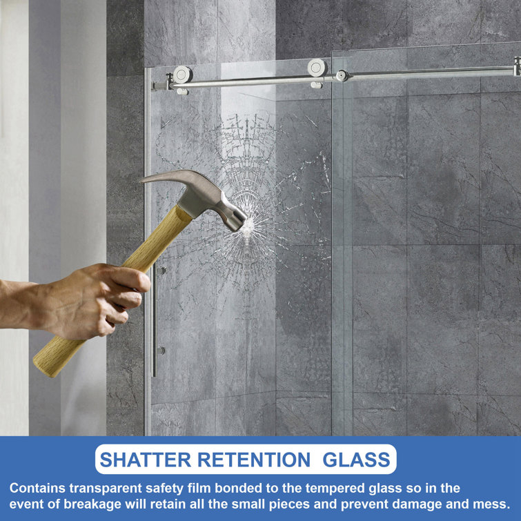 60" x 76" Frameless Sliding Shower Door with Chrome Finish