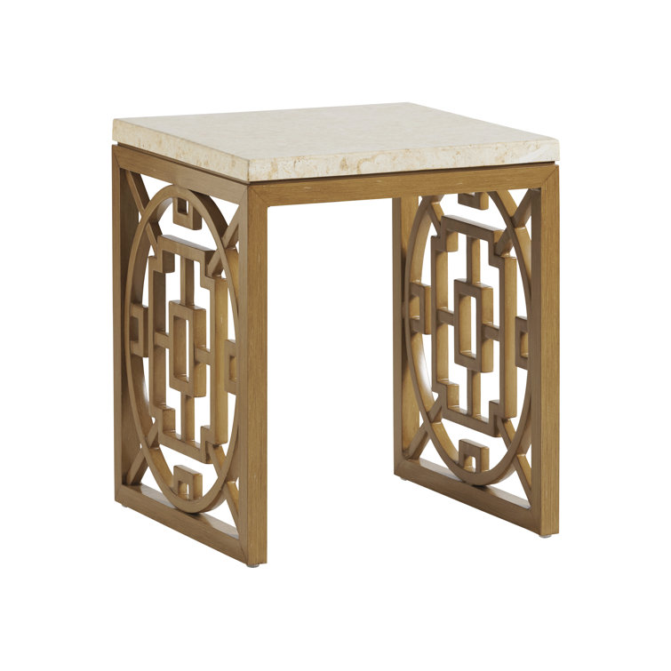Beige Transitional Square Aluminum End Table