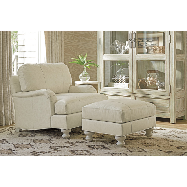 Shell White Leather and Wood Armchair