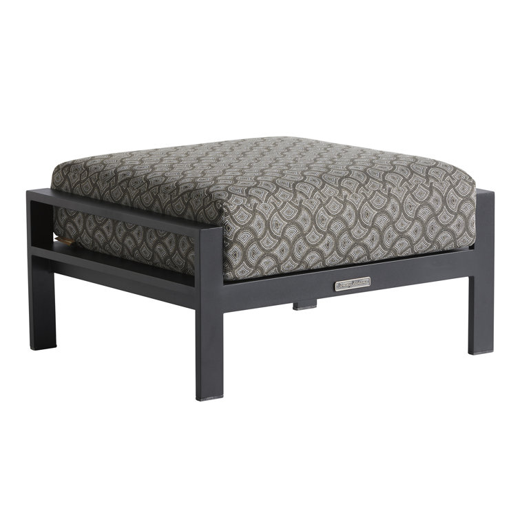 South Beach Contemporary Teak and Graphite Aluminum Ottoman