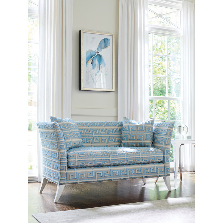 Avondale Hampstead White Linen Flared Arm Settee with Down Fill