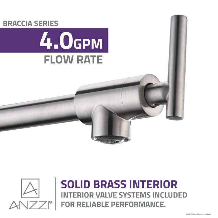 Brushed Nickel Wall Mounted Dual Joint Pot Filler