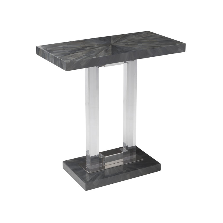 Transitional Black and Gray Rectangular Wood Acrylic Table