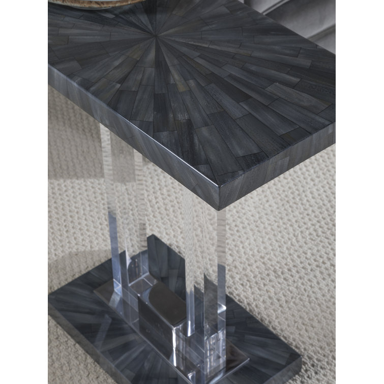 Transitional Black and Gray Rectangular Wood Acrylic Table