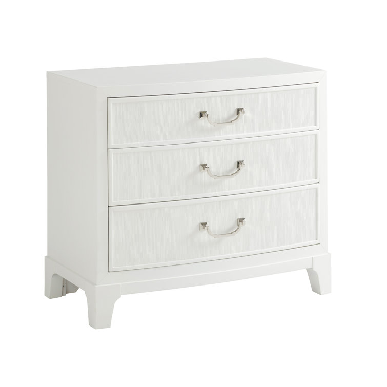 White Transitional 3-Drawer Nightstand