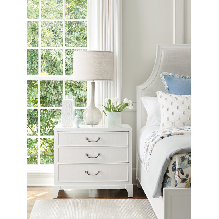 White Transitional 3-Drawer Nightstand
