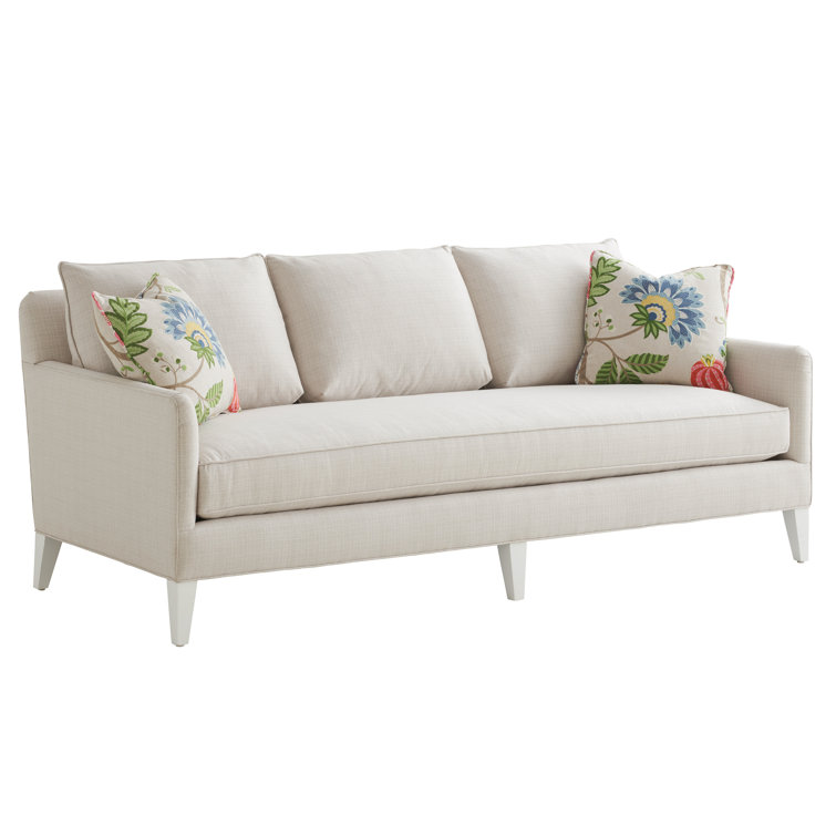 Crisp White Beige Polyester Down-Filled Pillow Back Sofa