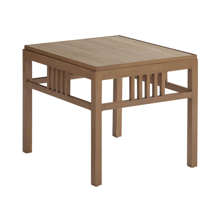 Transitional Teak Finish Rectangular End Table in Brown