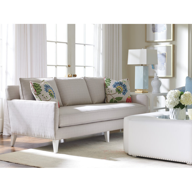 Crisp White Beige Polyester Down-Filled Pillow Back Sofa