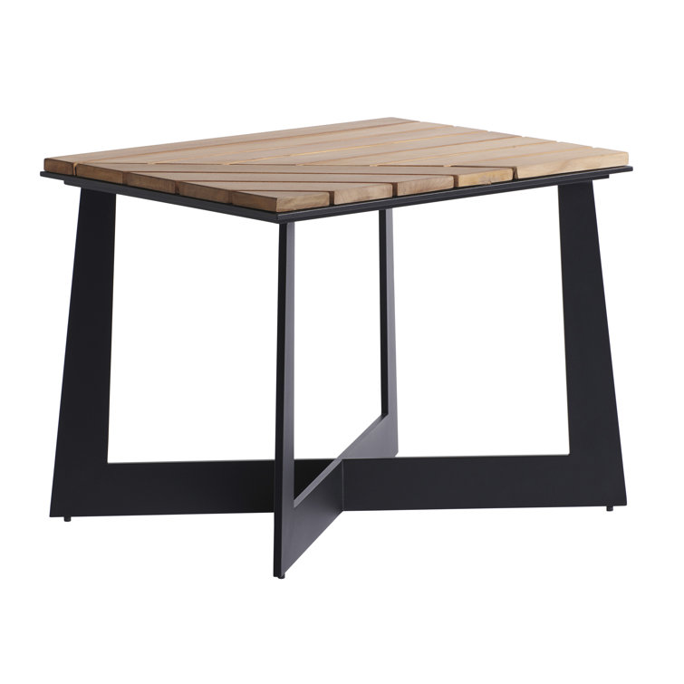 Contemporary South Beach Black & Brown Square Teak End Table
