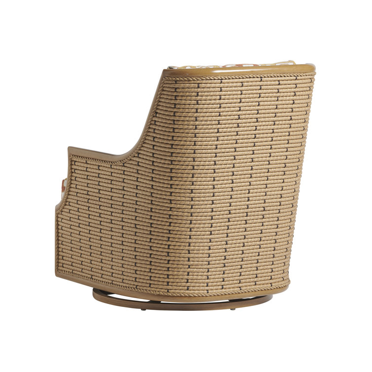 Tropical Elegance Hand-Brushed Aluminum Swivel Dining Chair