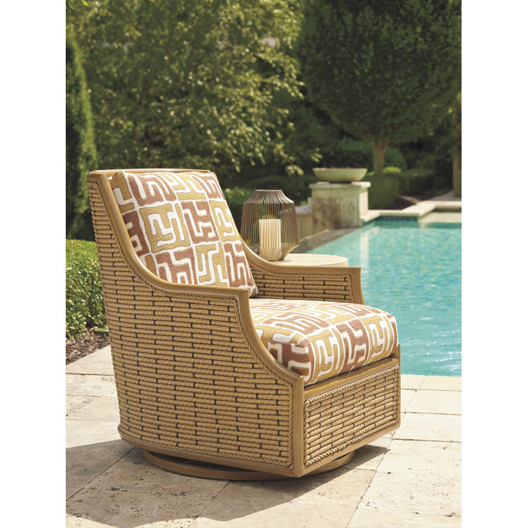 Tropical Elegance Hand-Brushed Aluminum Swivel Dining Chair