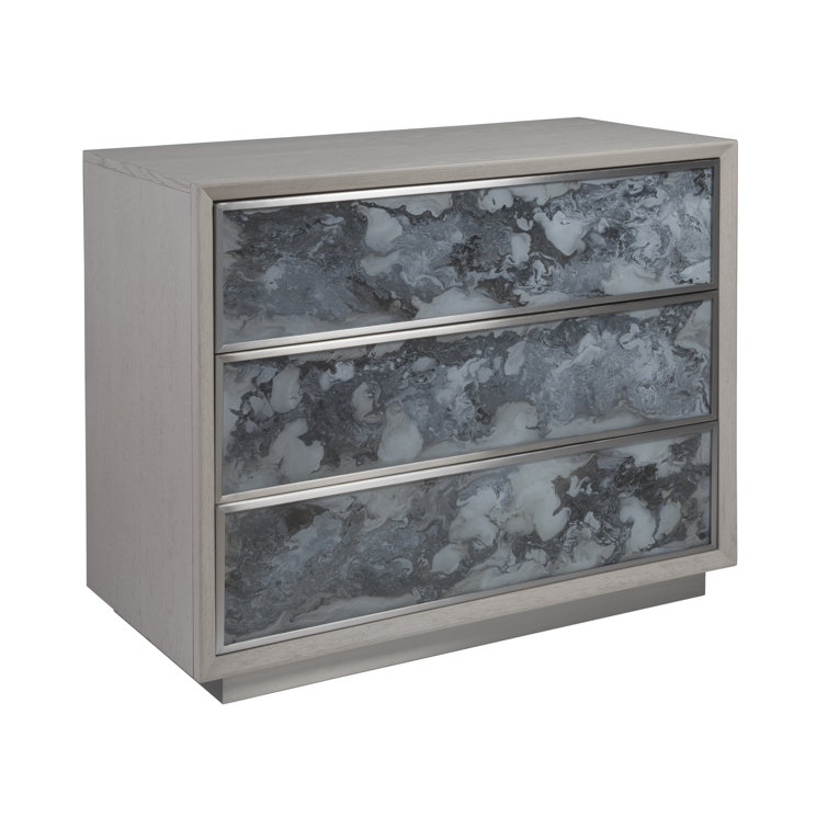 White Oak and Stainless Steel 3-Drawer Hall Chest