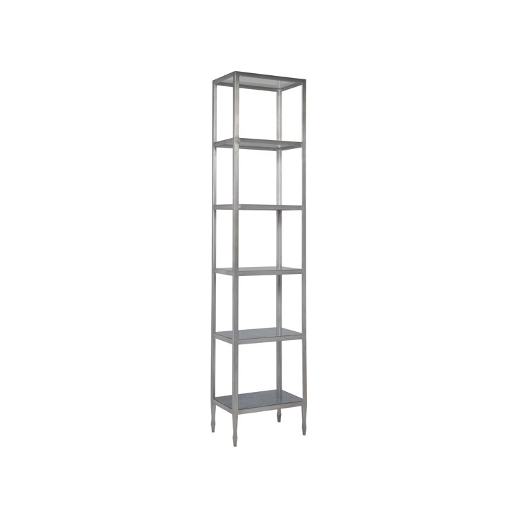 Sashay Silver Slim Iron Etagere with Tempered Glass Shelves