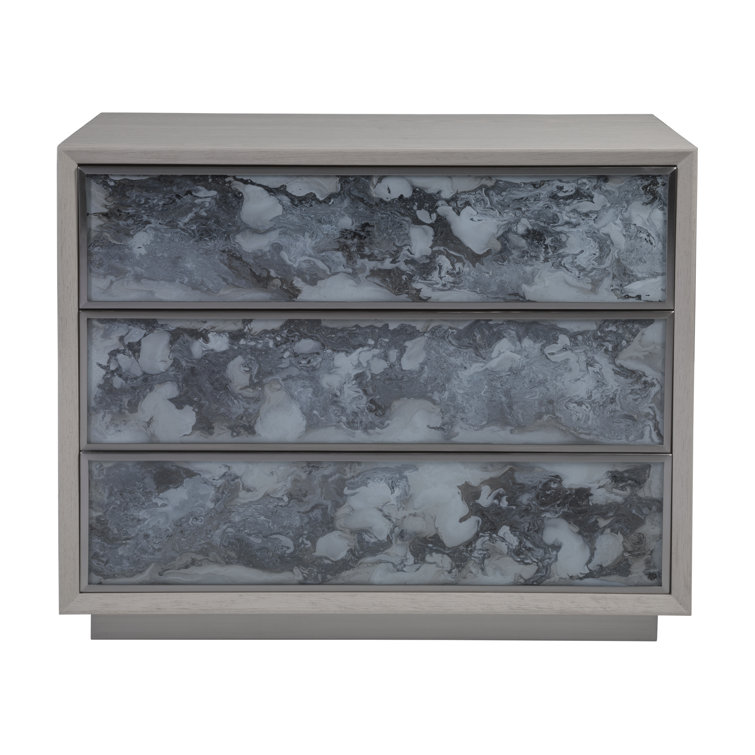 White Oak and Stainless Steel 3-Drawer Hall Chest