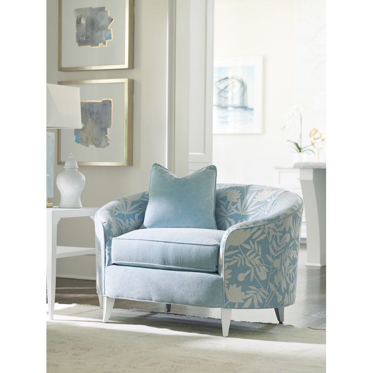 Lexington Blue and White Floral Barrel Chair