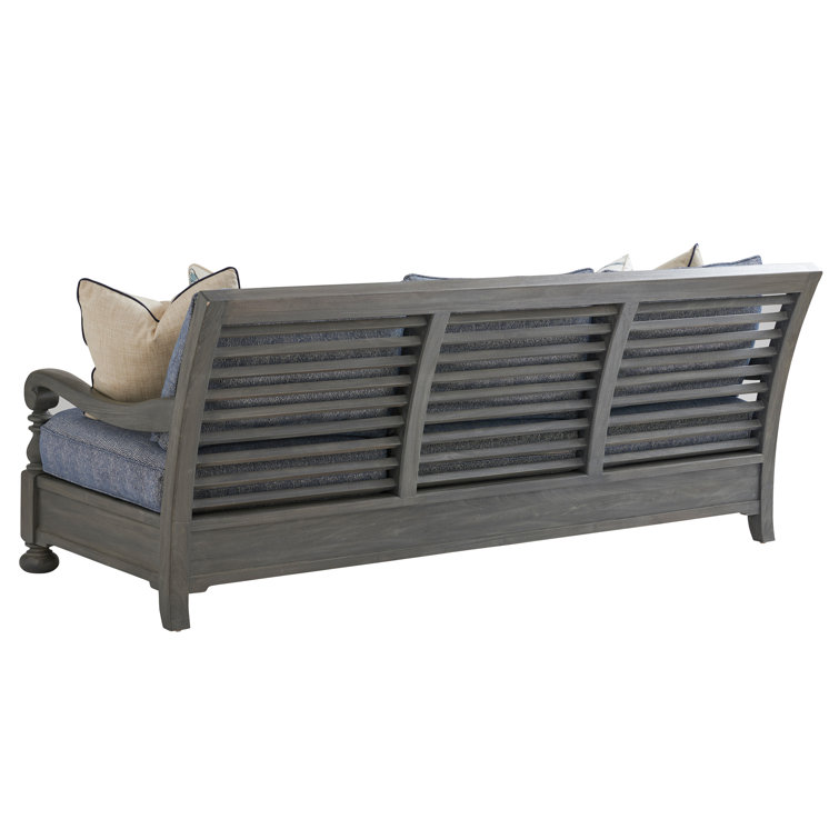 Navy Charles of London Down-Filled Mahogany Wood Sofa