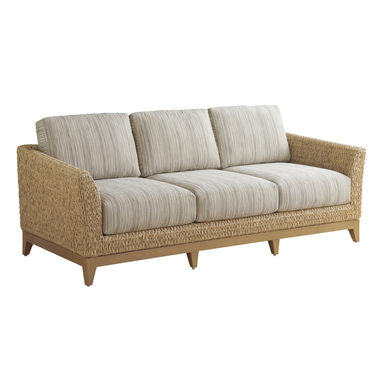 Transitional Flared Wicker Sectional with Hand-Brushed Metal Base