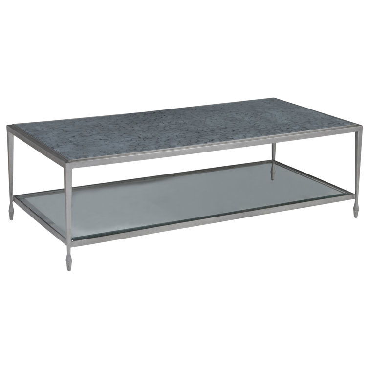 Sashay 54" Silver and Gray Glass Rectangular Cocktail Table
