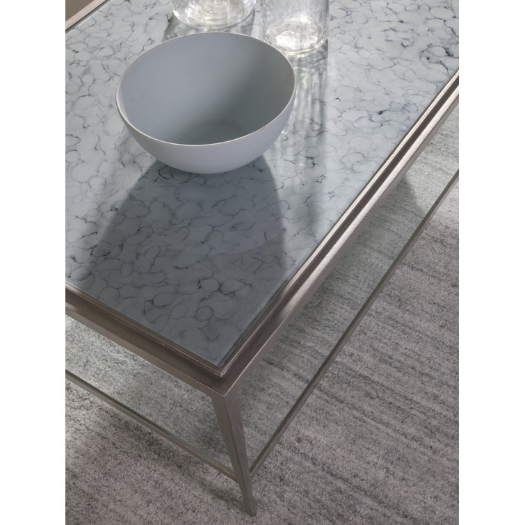 Sashay 54" Silver and Gray Glass Rectangular Cocktail Table
