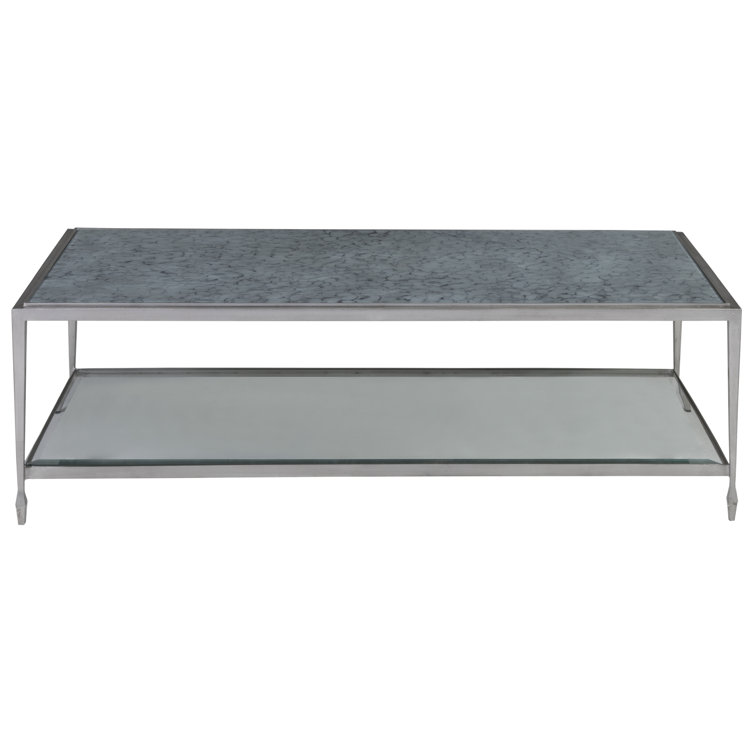 Sashay 54" Silver and Gray Glass Rectangular Cocktail Table