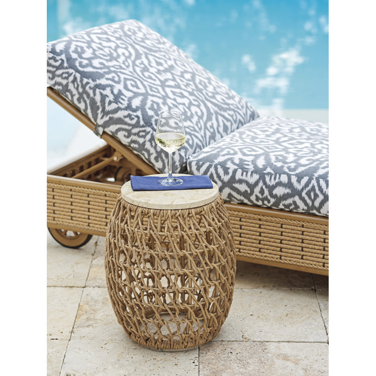 Beige Transitional Mactan Stone 12" Round Side Table