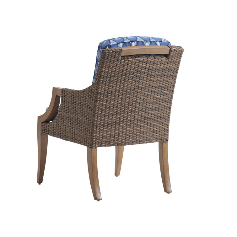 Harbor Isle Modern Basket Weave Arm Dining Chair in Rich Walnut