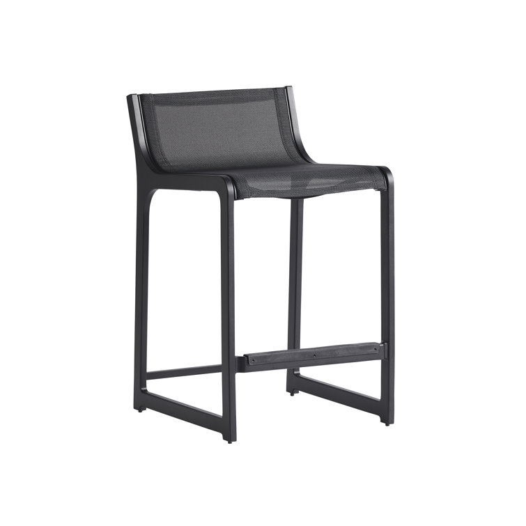 Black Graphite Aluminum and Teak Counter Stool