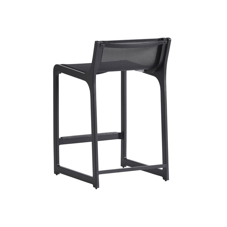 Black Graphite Aluminum and Teak Counter Stool