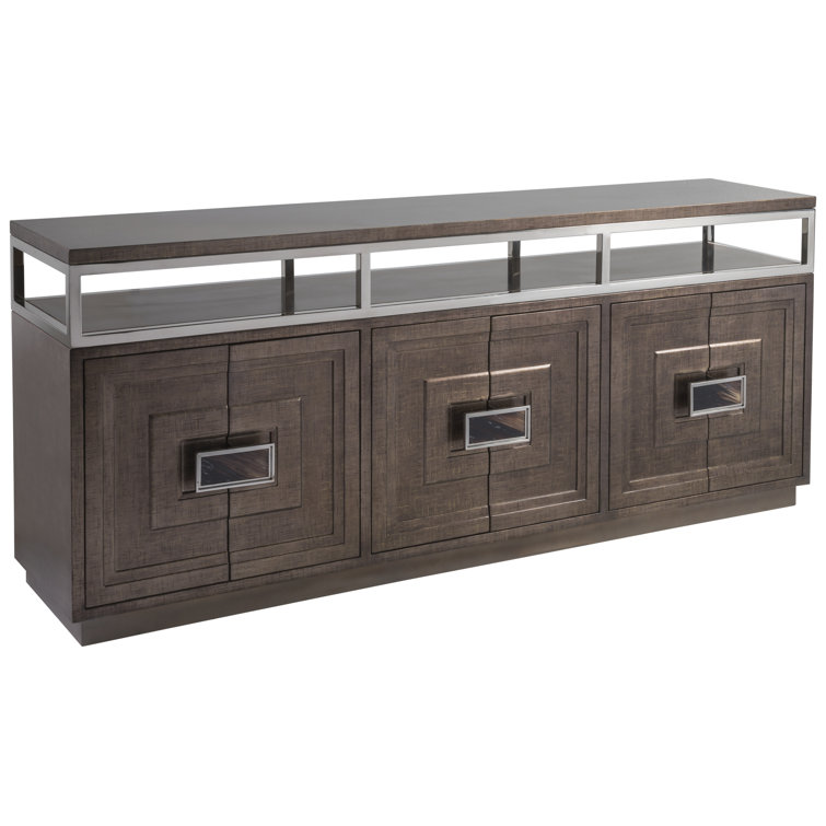Brown and Gold Maple Transitional Media Console with Cabinet