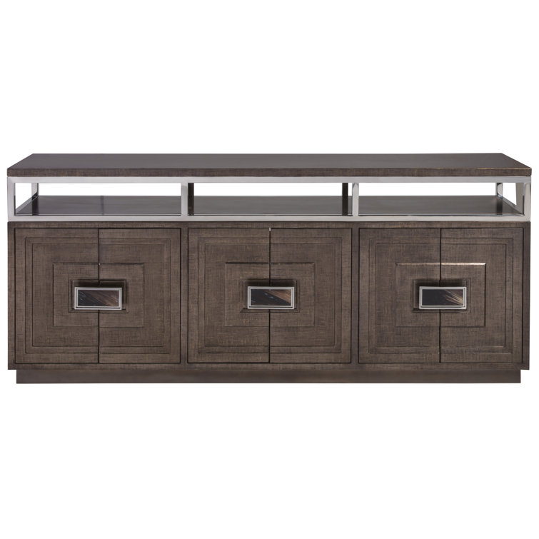 Brown and Gold Maple Transitional Media Console with Cabinet