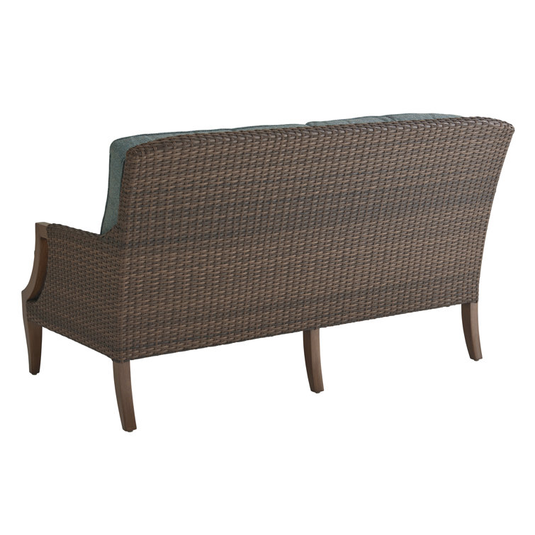 Harbor Isle Walnut Finish Wicker and Metal Love Seat