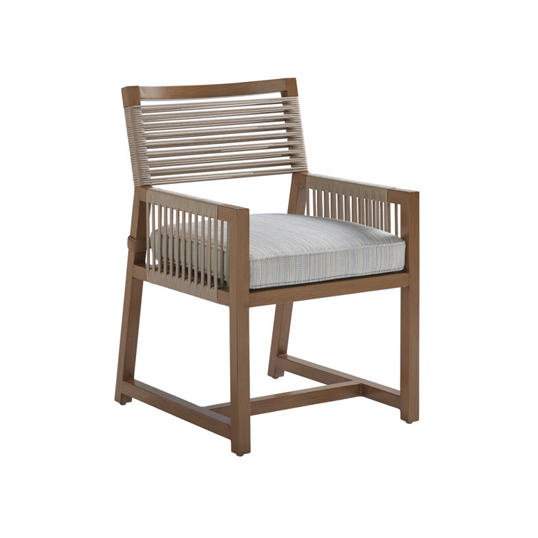 St. Tropez Contemporary Teak-Finish Arm Dining Chair