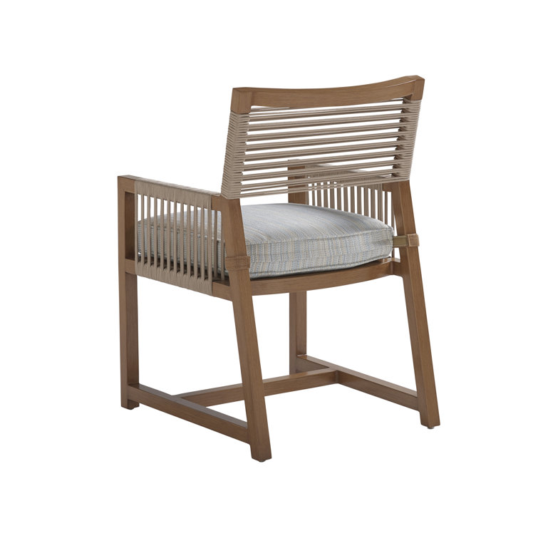 St. Tropez Contemporary Teak-Finish Arm Dining Chair