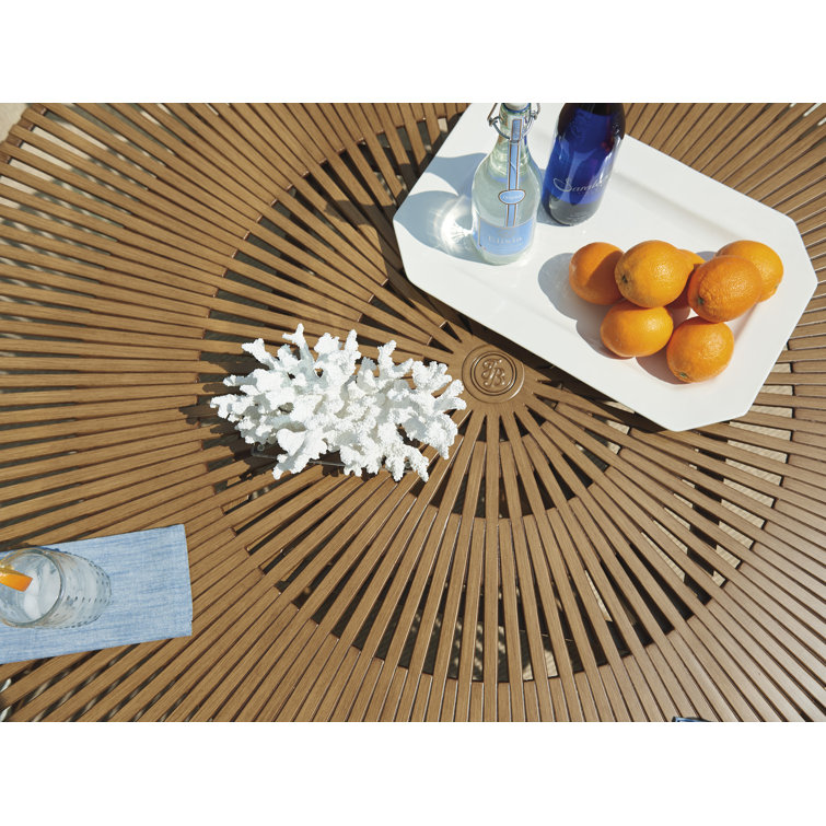 60" Brown Teak Round Formal Dining Table