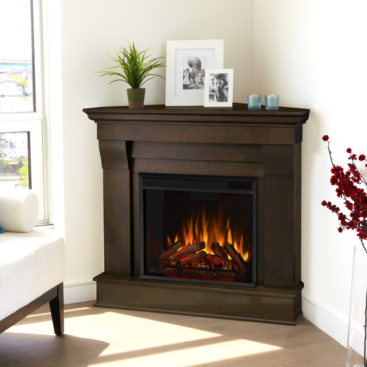 Dark Walnut Free-standing Electric Fireplace with Mantel
