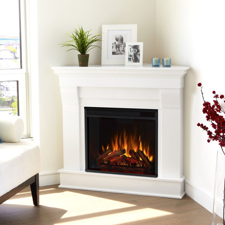 Chateau 41" White Electric Fireplace with Classic Mantel