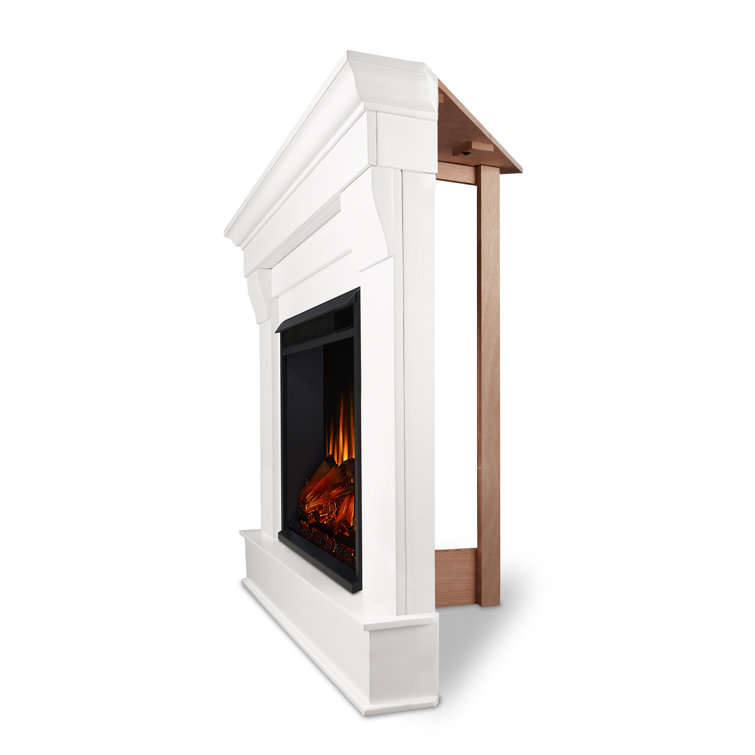 Chateau 41" White Electric Fireplace with Classic Mantel