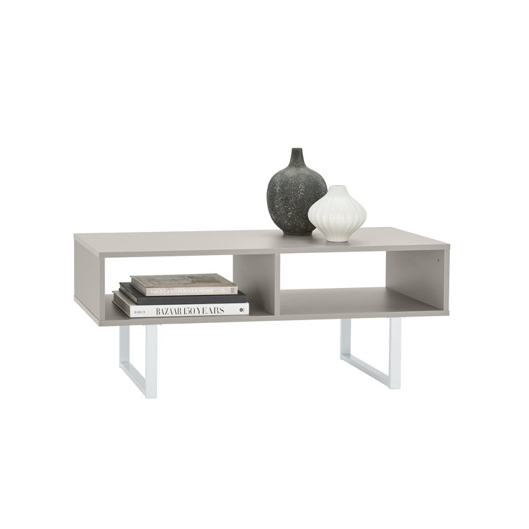 Modern Taupe Wood & Metal Coffee Table with Storage